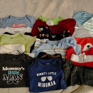Newborn baby boy clothing lot onesies sleep n play